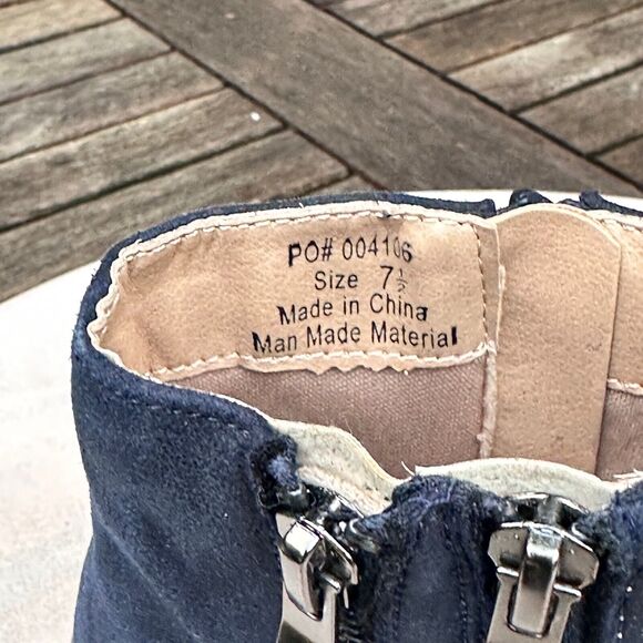 Journee Collection Womens Jayda Boots Size 7.5 Navy Blue Side Zip Faux Leather - Picture 6 of 10